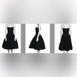 HOT Peter Soronen strapless black jacquard brocade print corset full skirt dress